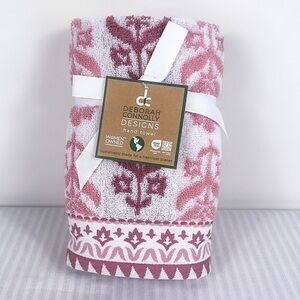 2 pc Deborah Connolly Designs Hand Towel Set Pink Burgundy Floral NEW